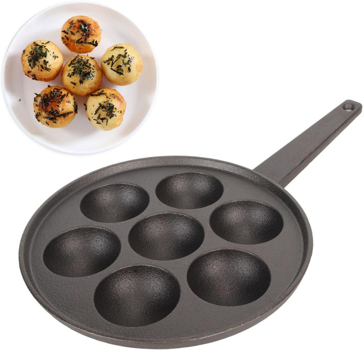 generic 7-Loch-Takoyaki-Grillpfanne aus Gusseisen mit Antihaftbeschichtung – Vertieftes und Vergröss