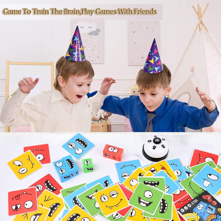 Holz-Ausdruck Spielzeug Würfelpuzzle, Interaktives Holzwürfel Spiel Puzzle Bauwürfel, Holzspiel Gese
