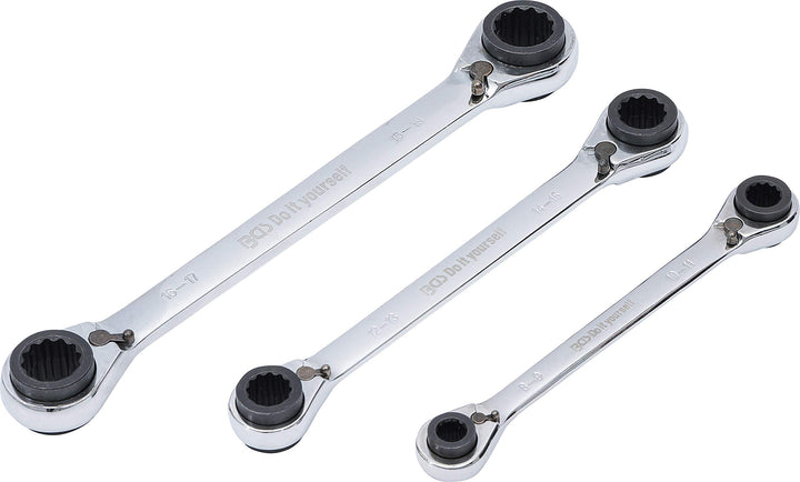 BGS Diy 6837 | Ratschen-Ringschlüssel-Satz | 4-in-1 | SW 8 x 9-18 x 19 mm