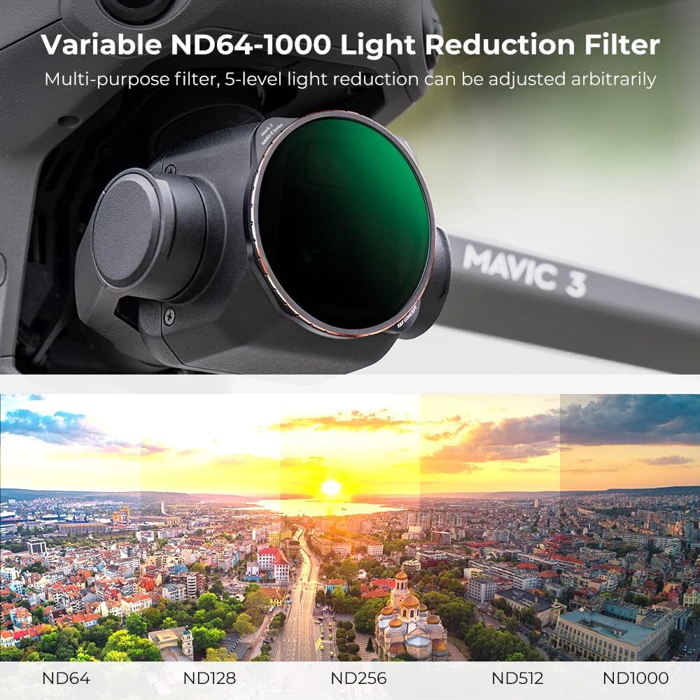K&F Concept DJI Mavic 3 Filter,Variabler ND Filter ND64-1000,6-10 Stop Graufilter kompatibel mit DJI