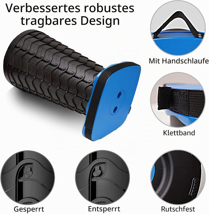 Hesanzol Tragbarer Klapphocker, Teleskophocker Faltbar Campinghocker, Belastung 220kg (Blue) Blau, B
