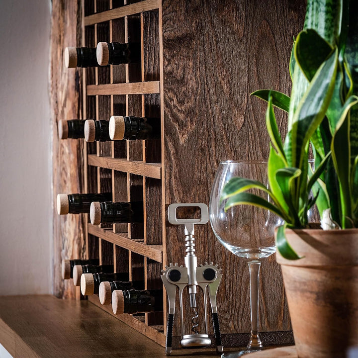 KADAX Weinregal aus Holz, 52 x 25.5 x 52 cm, Weinständer stapelbar, Regal für Flaschen, Weinschrank
