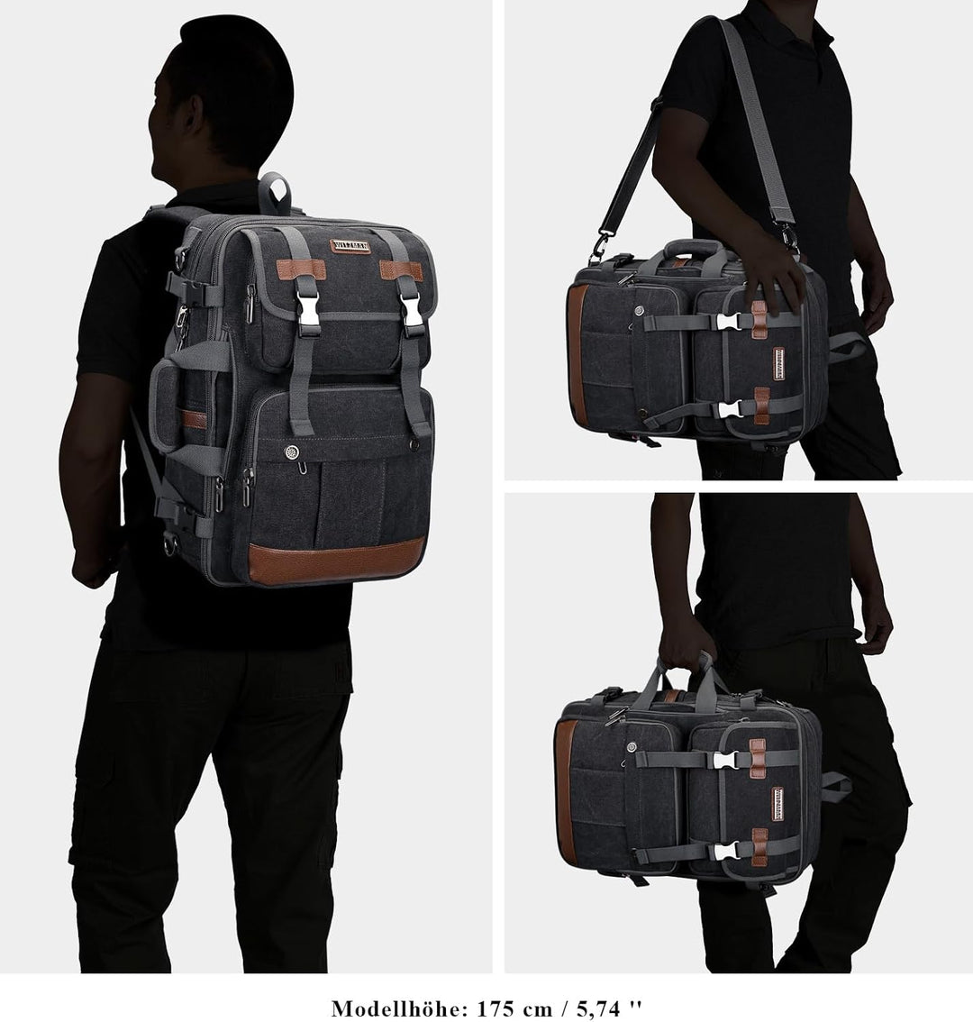 WITZMAN Reiserucksack Herren Canvas 40L Laptop Rucksack Fit 16 Zoll Vintage Rucksack für Herren Gesc