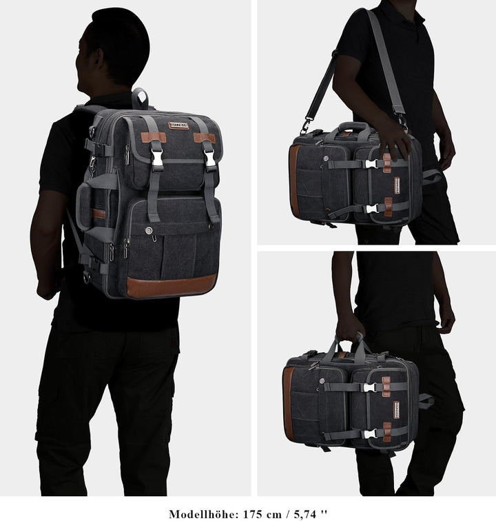 WITZMAN Reiserucksack Herren Canvas 40L Laptop Rucksack Fit 16 Zoll Vintage Rucksack für Herren Gesc
