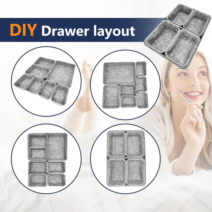 Praktisches Schubladen Organizer Filz - 14er-Set, Waschbare Filz Organizer für Schminktisch für Selb
