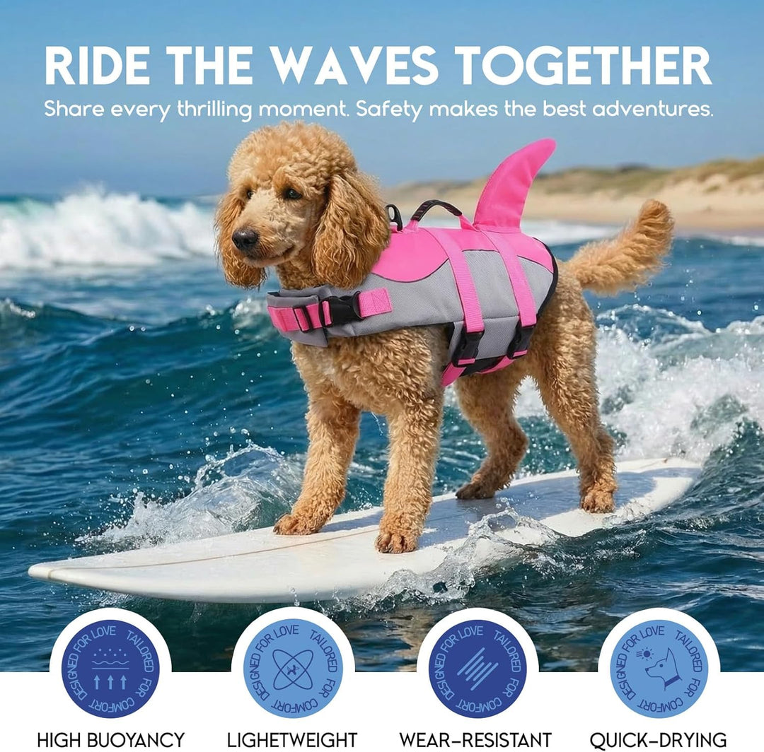 ASENKU Schwimmweste Hund, Hunde Rettungsweste zum Schwimmen, Bootfahren, Hunde Hai Schwimmwesten, Hu