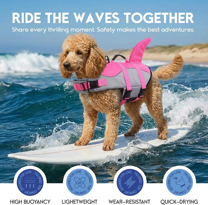 ASENKU Schwimmweste Hund, Hunde Rettungsweste zum Schwimmen, Bootfahren, Hunde Hai Schwimmwesten, Hu