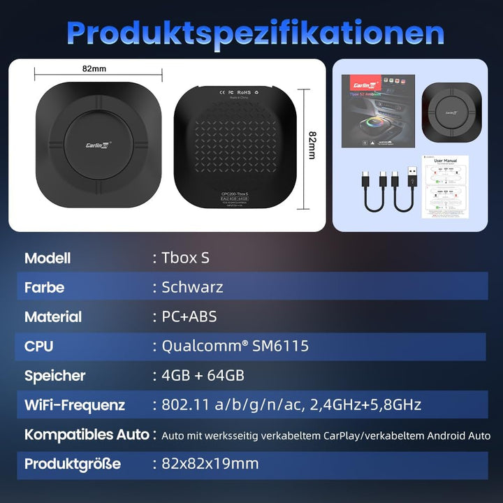CarlinKit Android 13 CarPlay AI Box,kabelloser CarPlay-und Android Auto-Adapter für kabelgebundene C