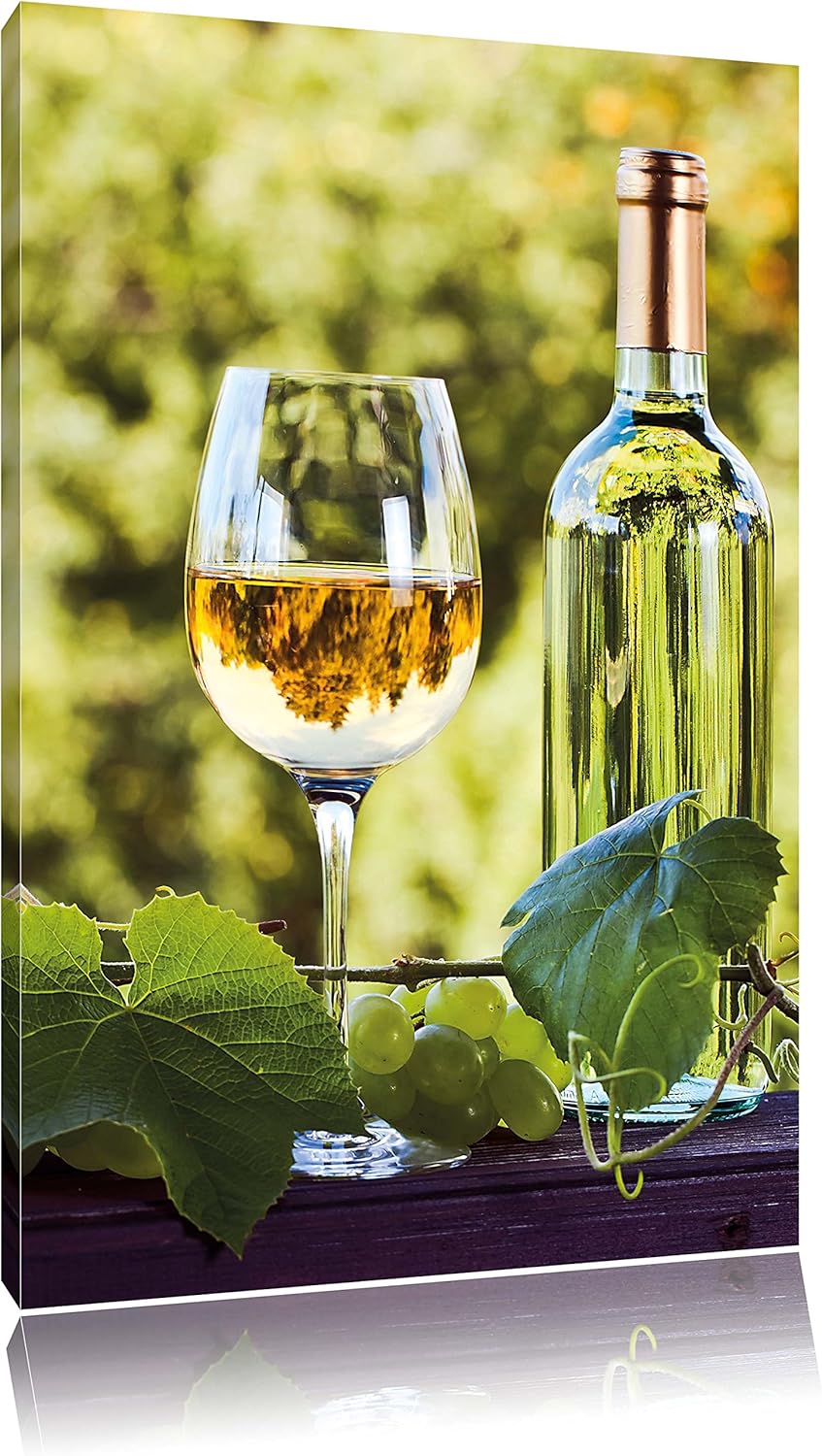 Wein und Weintrauben, Format: 100x70 auf Leinwand, XXL riesige Bilder fertig gerahmt mit Keilrahmen,