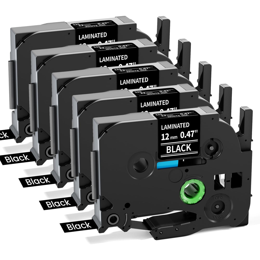 Tze-335 Schwarz Tape Cassette 12mm Kompatible mit Brother P-touch Bänder 12mm 0.47 White on Black Sc