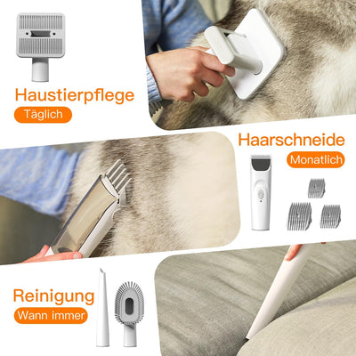 AIRROBO PG100 Hundeschermaschine mit Staubsauger, Profi Haustierpflegeset mit 12000 Pa Saugkraft, le