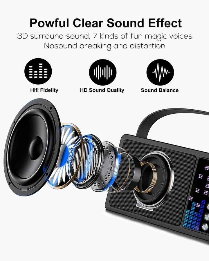 Karaoke Maschine,Karaoke Anlage mit 2 Mikrofonen, Karaoke Box mit 7 Stimmeffekten, Karaoke Set Lauts