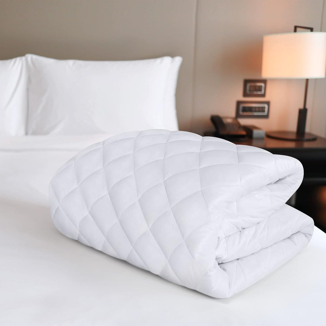 Utopia Bedding Gesteppte Matratzenauflage (Einzelbett), Matratzenbezug dehnbar bis 40,6 cm Höhe Weis