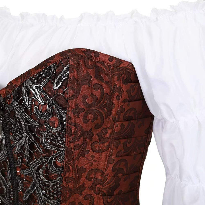 Jutrisujo Steampunk corsagenkleid leder Corsage kleid korsett piraten rock Kostüm piraten Spitzenroc