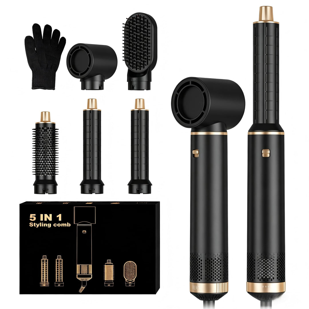 MogaWave 5 in 1 Hairstyler, Airstyler Airbrush Pro 1000w,Föhnbürste Haarstyler, Lockenstab mit Luft