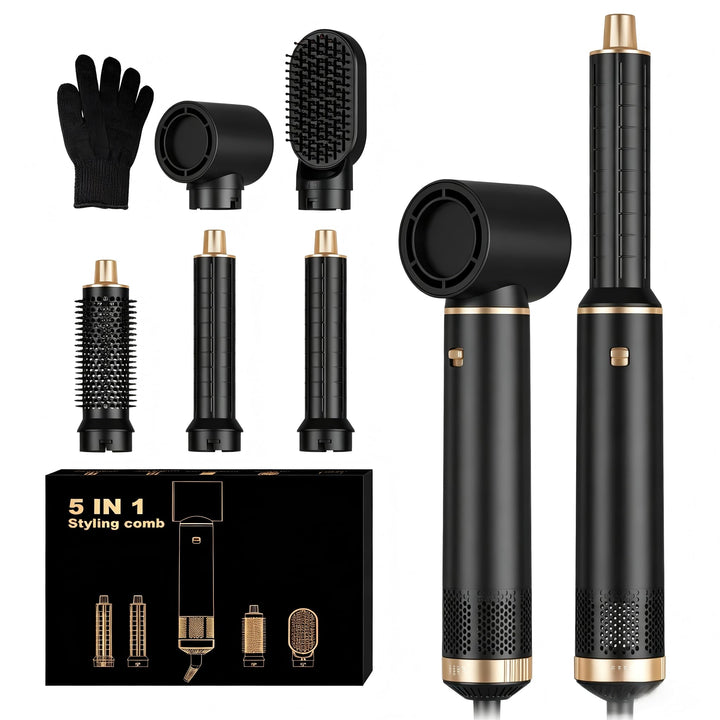 MogaWave 5 in 1 Hairstyler, Airstyler Airbrush Pro 1000w,Föhnbürste Haarstyler, Lockenstab mit Luft