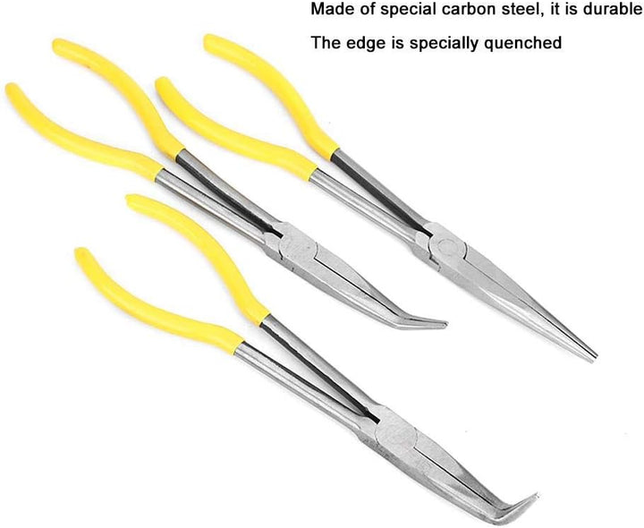 3pcs lange Spitzzange Kohlenstoffstahl, Zangen, Clip-Werkzeuge Spitzzange Extra lange Zangen mit geb