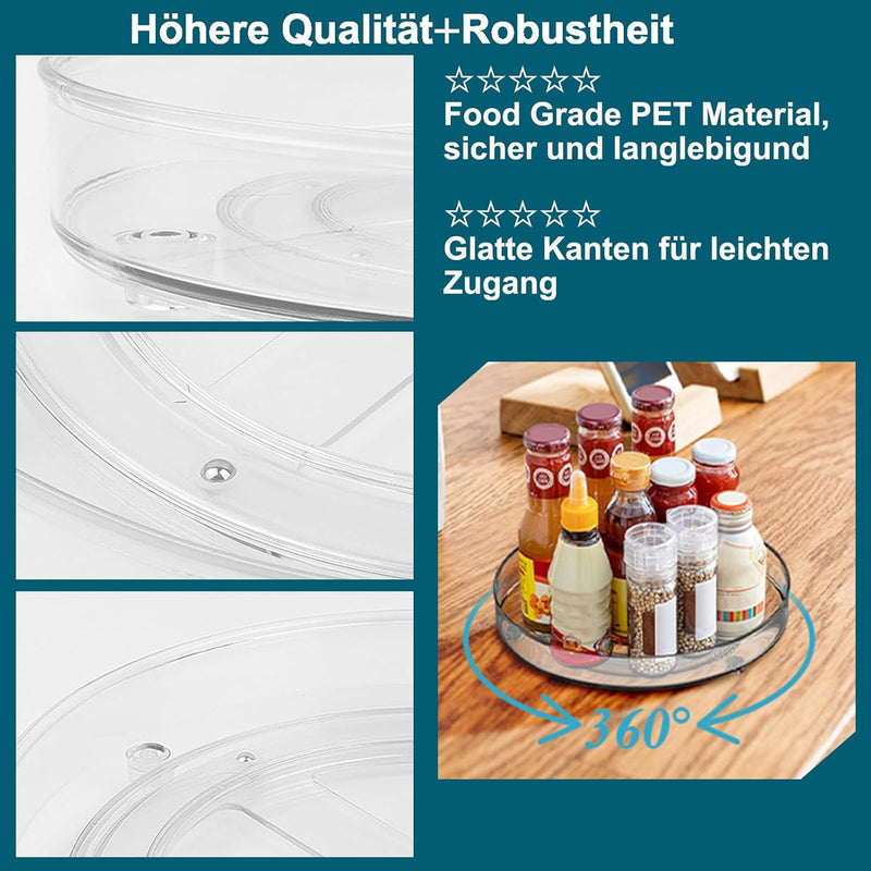 JESIFFY 2 Stück Lazy Susan drehteller Organizer Kühlschrank 27cm+23,5cm, drehplatte kühlschrank Rond
