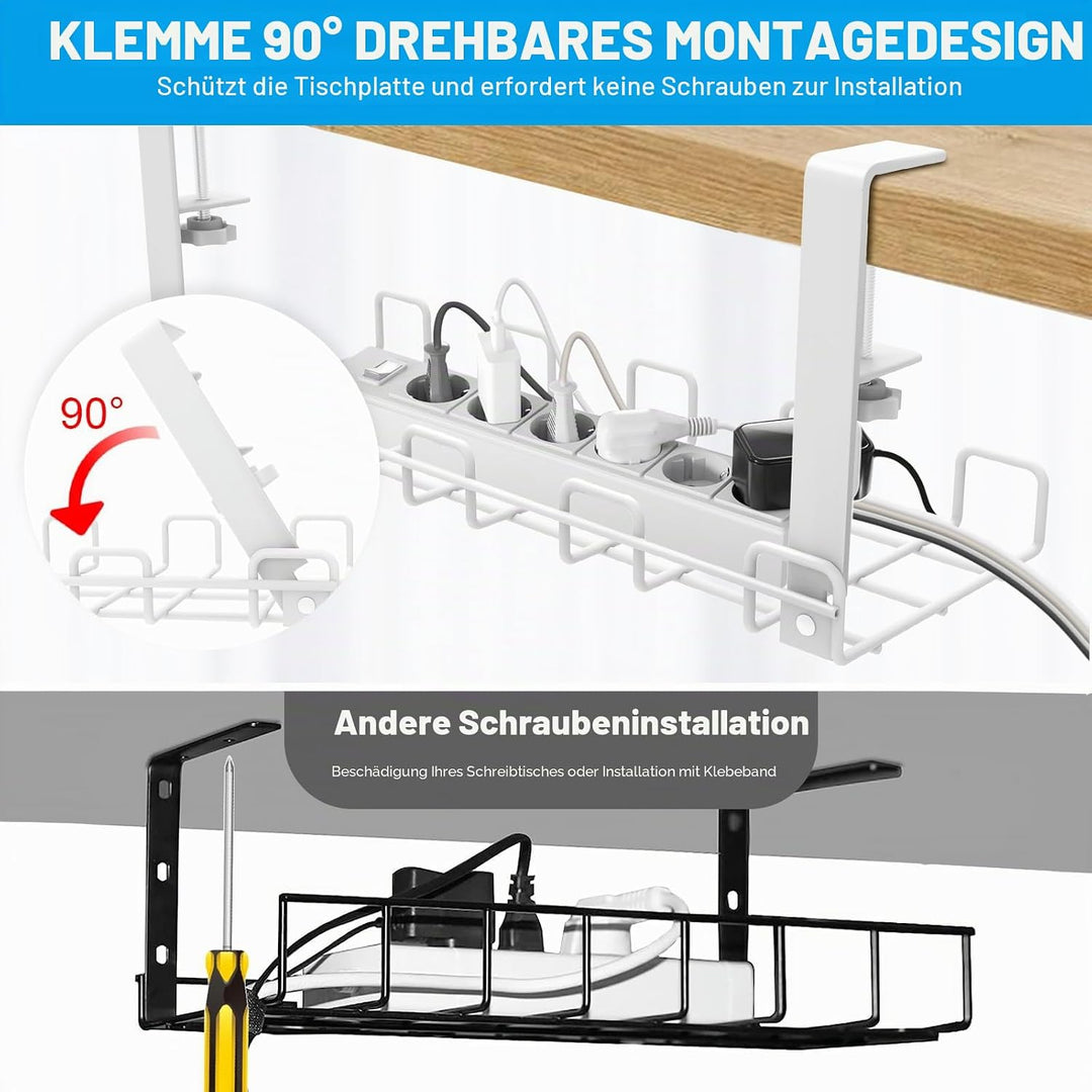 Lannvan Kabelkanal Schreibtisch Ohne Bohren - 2er Set Kabelmanagement Schreibtisch Aus Stahl - Inkl.
