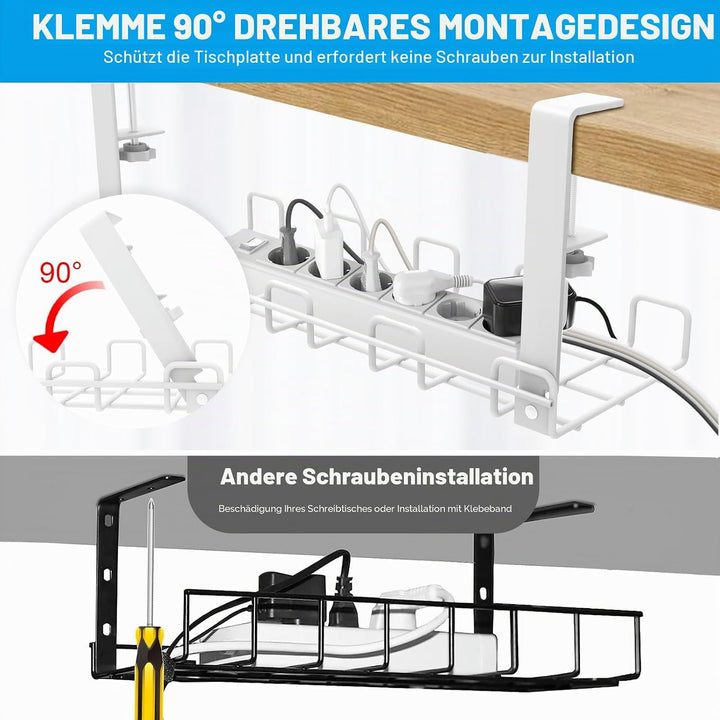 Lannvan Kabelkanal Schreibtisch Ohne Bohren - 2er Set Kabelmanagement Schreibtisch Aus Stahl - Inkl.
