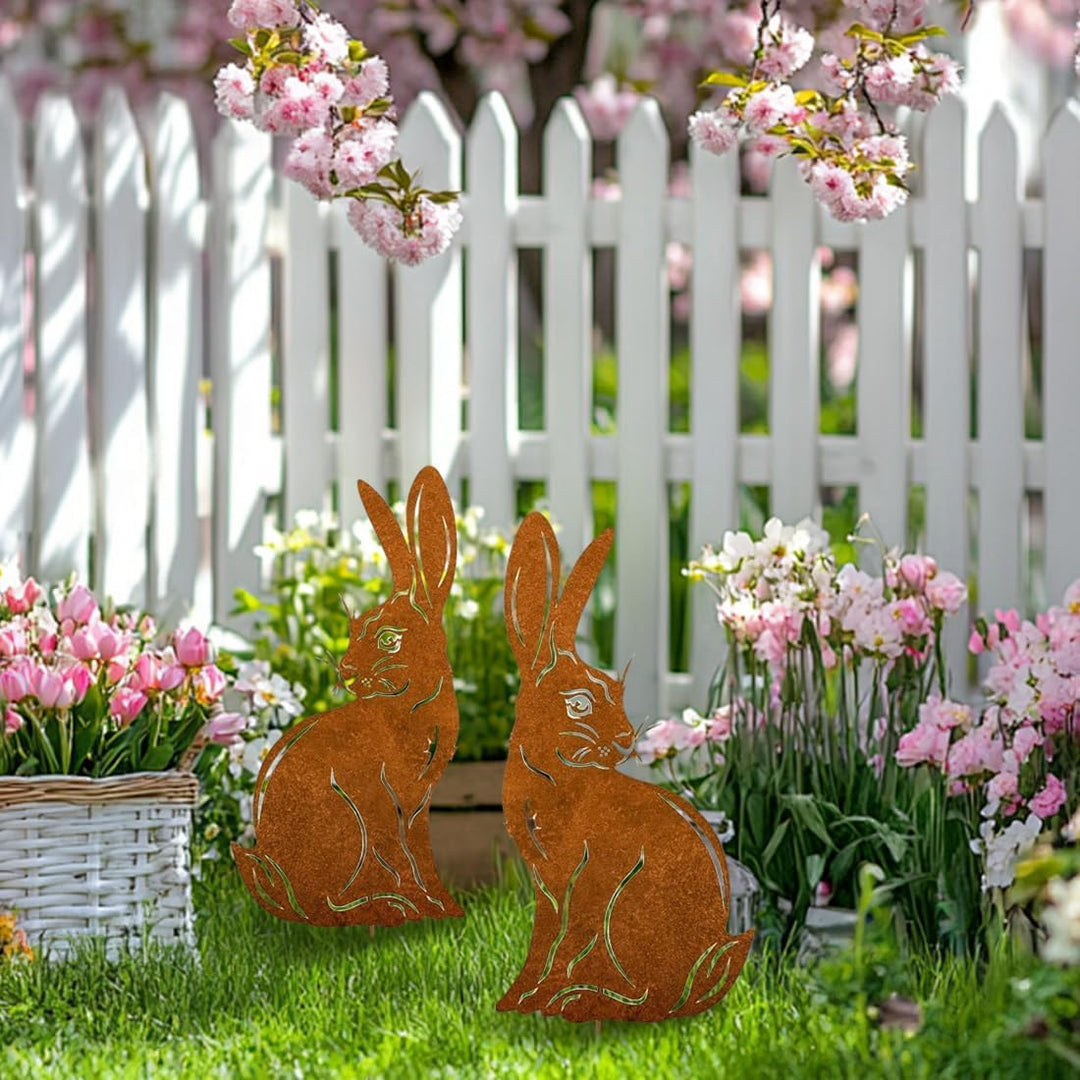 Gartenstecker Osterhase, Osterhase Gartendeko Rost, Gartendeko Stecker Oster-hase, Ostern Deko für G
