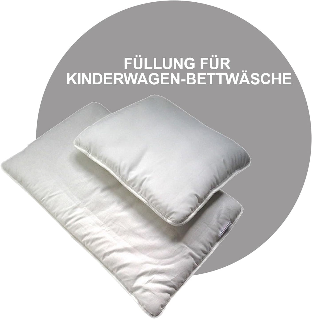 Rawstyle 4 TLG. Set Bezug für Kinderwagen *EULEN-Motiv* Garnitur Bettwäsche Decke + Kissen + Füllung