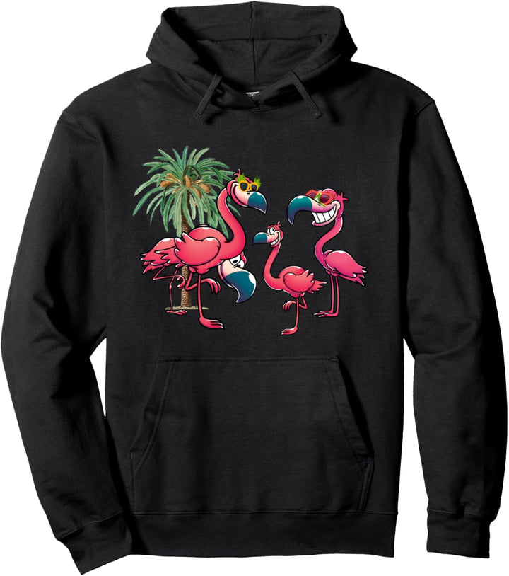 Palmen Tropisches Zoo Tier Tropen Vogel Sommer Rosa Flamingo Pullover Hoodie