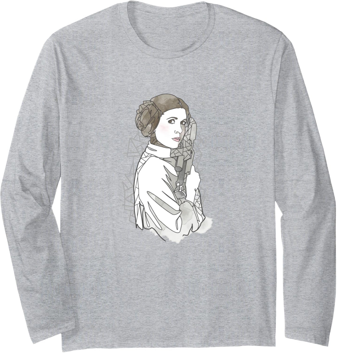 Star Wars Princess Leia Geometric Line Drawing Langarmshirt