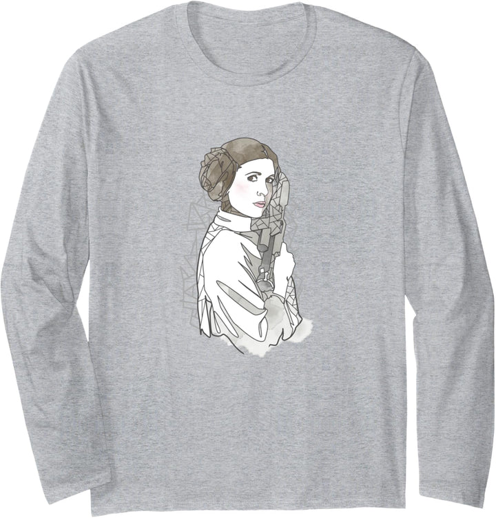 Star Wars Princess Leia Geometric Line Drawing Langarmshirt