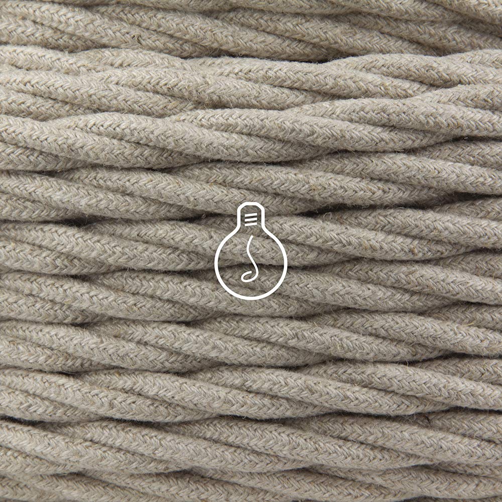 Amarcords - Textilkabel für Lampen TUFF, geflochten, Hanf, 5 Meter, mit Erdung 3x0,75 - Stoffkabel m