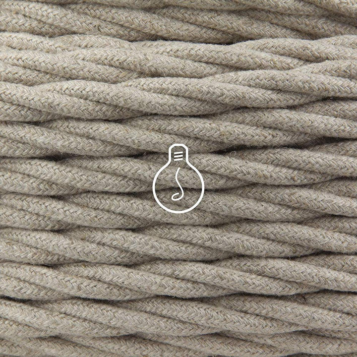 Amarcords - Textilkabel für Lampen TUFF, geflochten, Hanf, 5 Meter, mit Erdung 3x0,75 - Stoffkabel m