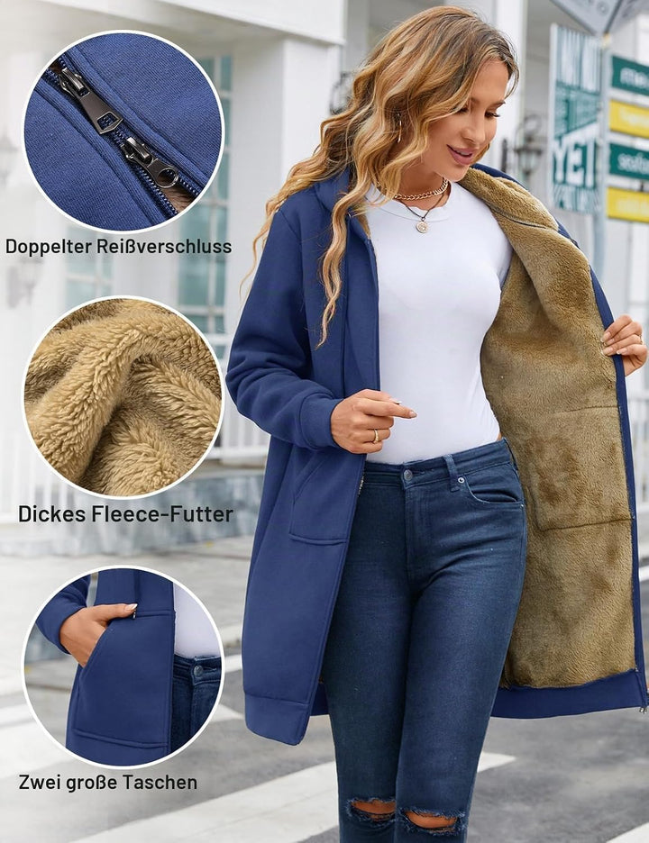 Svanco Damen Hoodie Kapuzenpullover Sweatshirt Langarm Pullover Langen Mantel Jacke Tops Outwear für