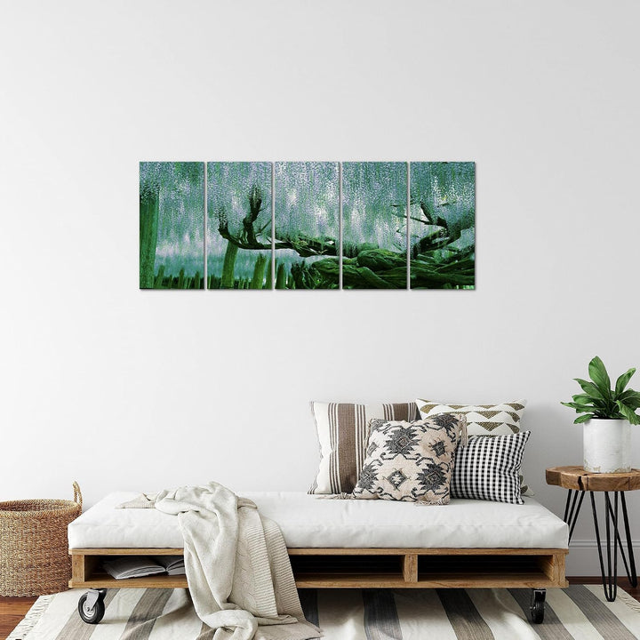 Runa Art Bild Wald Landschaft Wandbilder auf Vlies Leinwand 5 Teilig Wanddekoration Schlafzimmer Woh