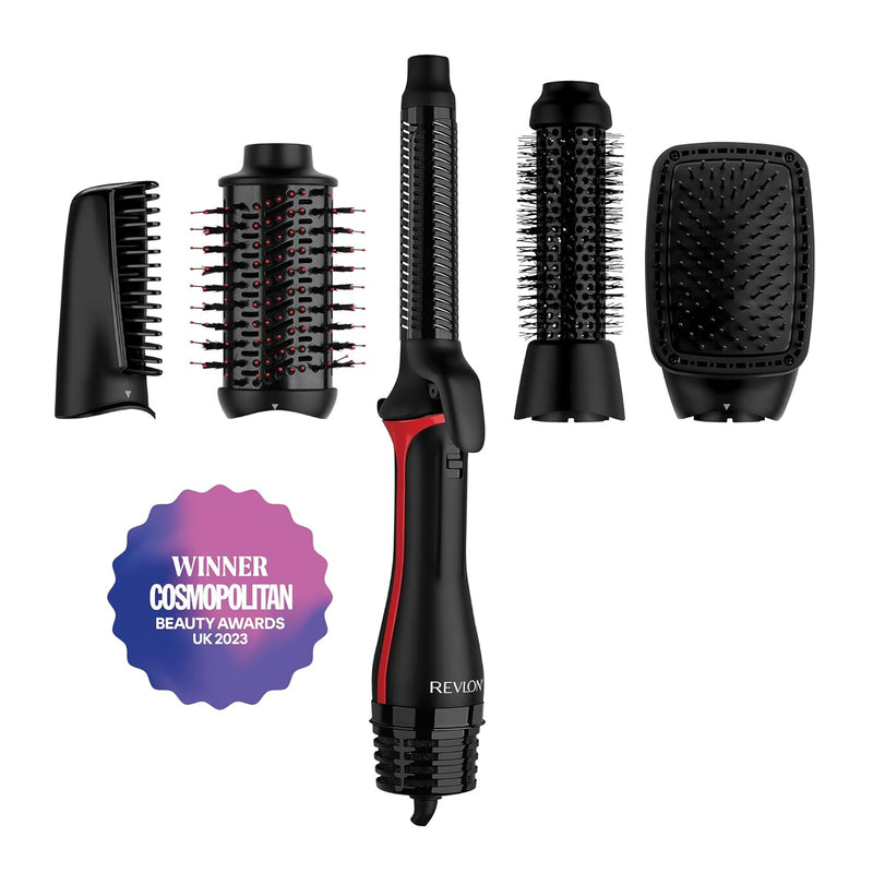 REVLON 5-in-1 One-StepTM-Haartrockner und Multi-Styler (abnehmbare Köpfe, Lockenaufsatz, Trockner, V