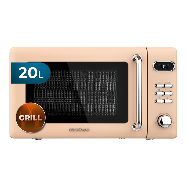 Cecotec Digitale Mikrowelle mit Grill Proclean 5110, 20 l, Retro-Beige, 700 W in 5 Stufen, Timer bis