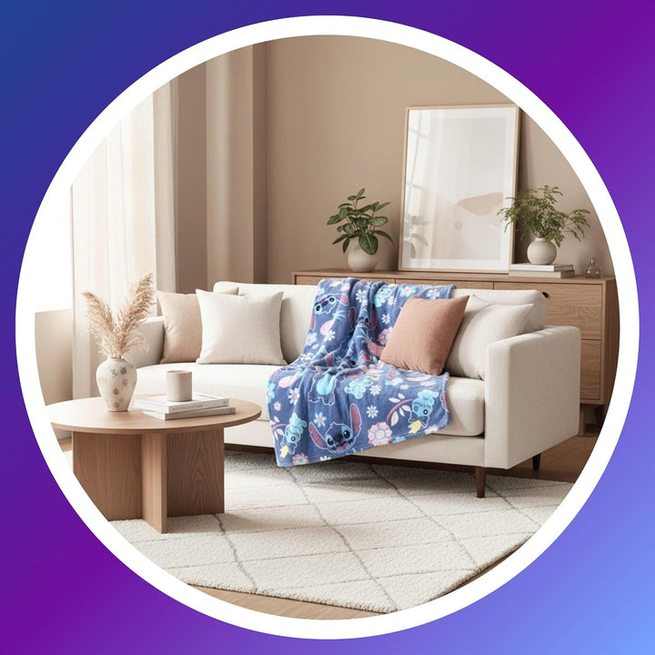 Disney Stitch Decke mit Tropischem Design Weiches und Warmes Fleece, Geschenk für Mädchen und Teenag