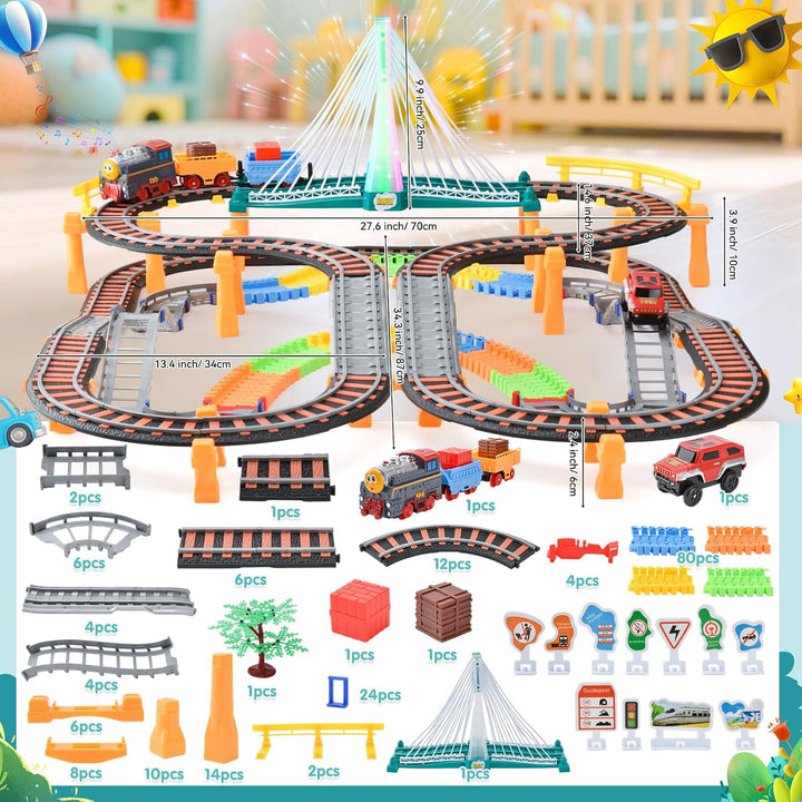 Zug Spielzeug, 215PCS Schienen Auto,Spielzeug Eisenbahn Elektrisch,Elektrischer Zug für Kinder,Weihn
