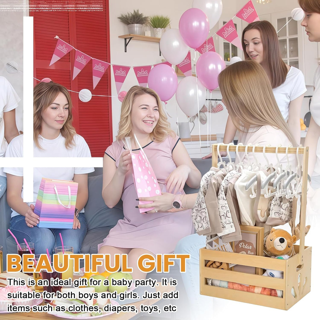 Holz Babyparty Kiste Kleiderschrank mit Griff, Kinder Kleiderbügel Praktische Baby -Aufbewahrungskis