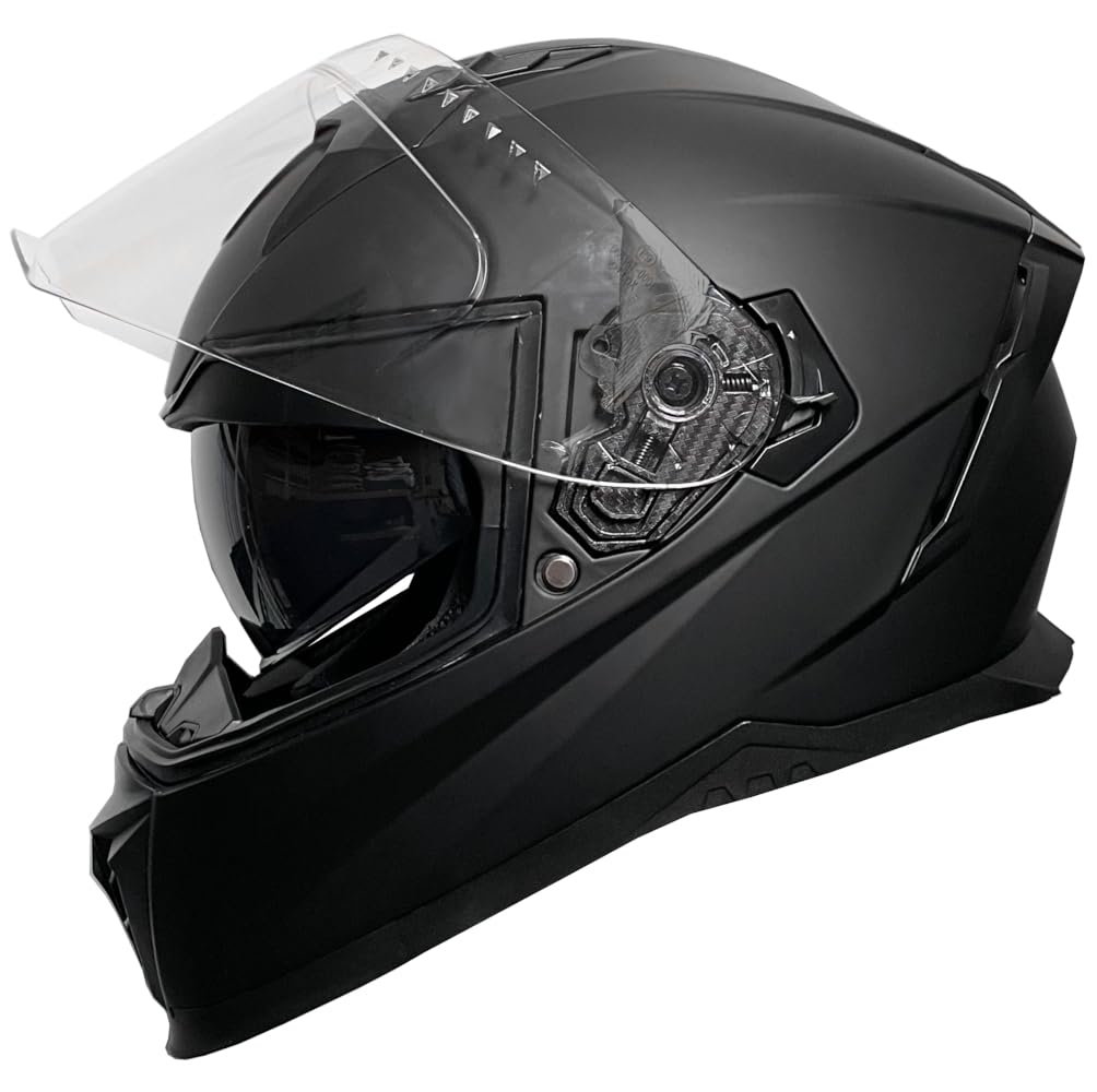 Integralhelm Helm Motorradhelm Rollerhelm RALLOX 09B Grösse XL matt schwarz mit Sonnenvisier, XL