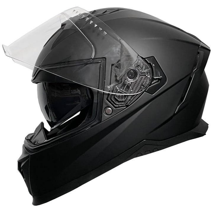 Integralhelm Helm Motorradhelm Rollerhelm RALLOX 09B Grösse XL matt schwarz mit Sonnenvisier, XL