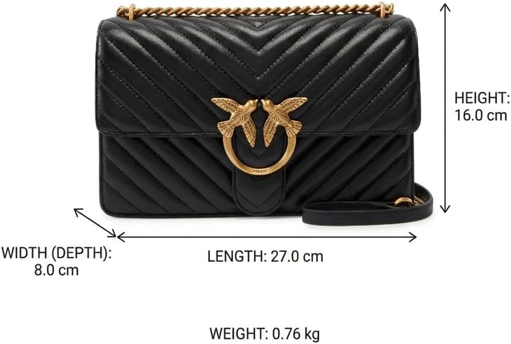 Pinko Damen Love One Classic Sheep Napp Liebe EINEN KLASSISCHEN DC-SCHAFNAPP Z99q_nero-antique Gold,