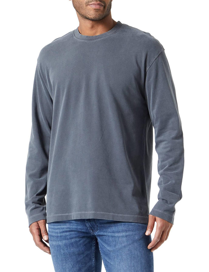 Marc O'Polo Herren Langarmshirt aus Bio-Baumwolle mit Rundhalsausschnitt XL Grau, XL Grau