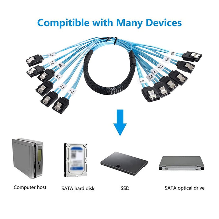 xiwai Intern 6 SATA 7pin auf 6 SATA 7pin Target SSD Festplatte 6Gbit/s Datenserver Raid-Kabel SATA 6