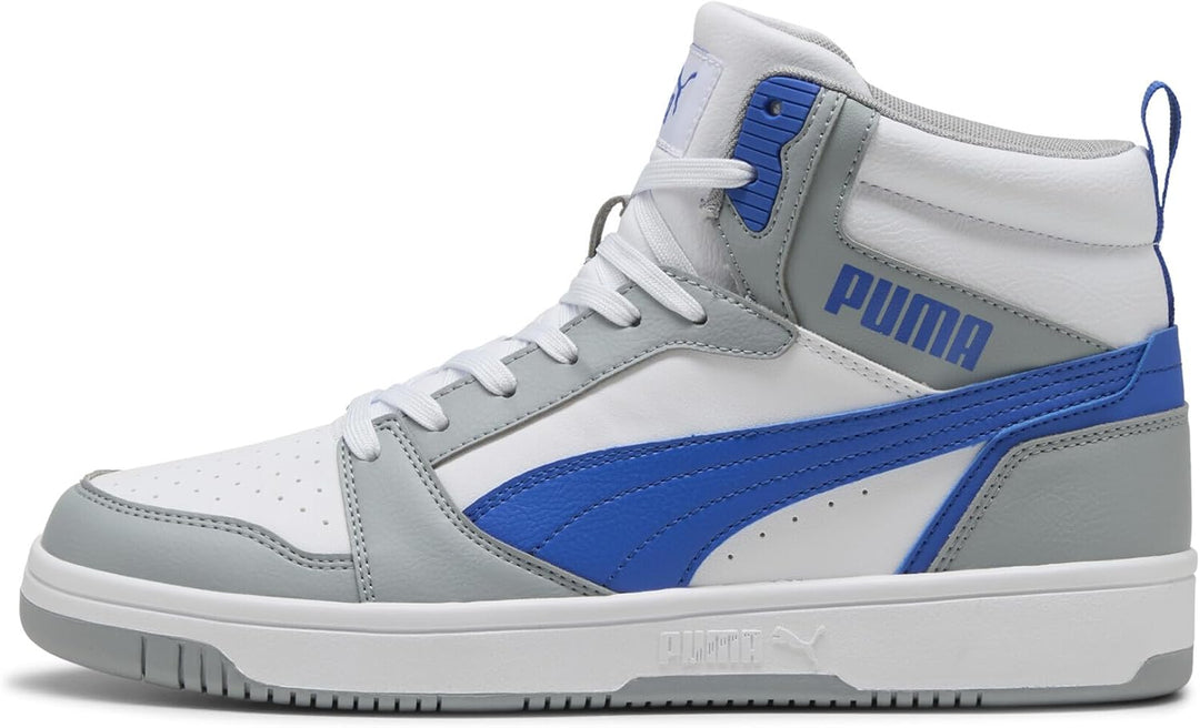 PUMA Unisex Rebound V6 Sneaker 36 EU Cool Mid Gray Vivid Blue Puma White, 36 EU Cool Mid Gray Vivid