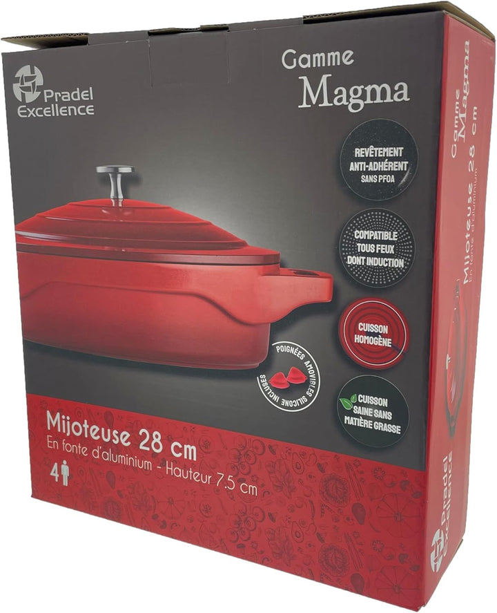 Pradel Excellence - PCUI003005 - Runder Bräter Magma aus Aluminiumguss Ø28cm - Antihaftbeschichtung