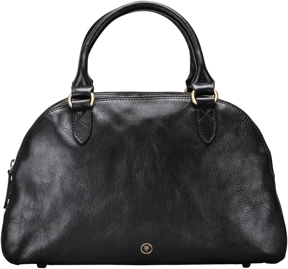 Maxwell Scott Hochwertige Damen Leder Bowling Bag Handtasche LilianaS in Schwarz