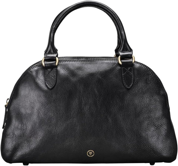 Maxwell Scott Hochwertige Damen Leder Bowling Bag Handtasche LilianaS in Schwarz