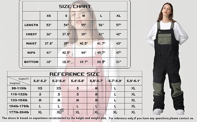 HOTIAN Damen-Schnee-Lätzchen, Wasserdicht Winddicht Isolierte Skihose, verschleissfeste Latzhose, Wa