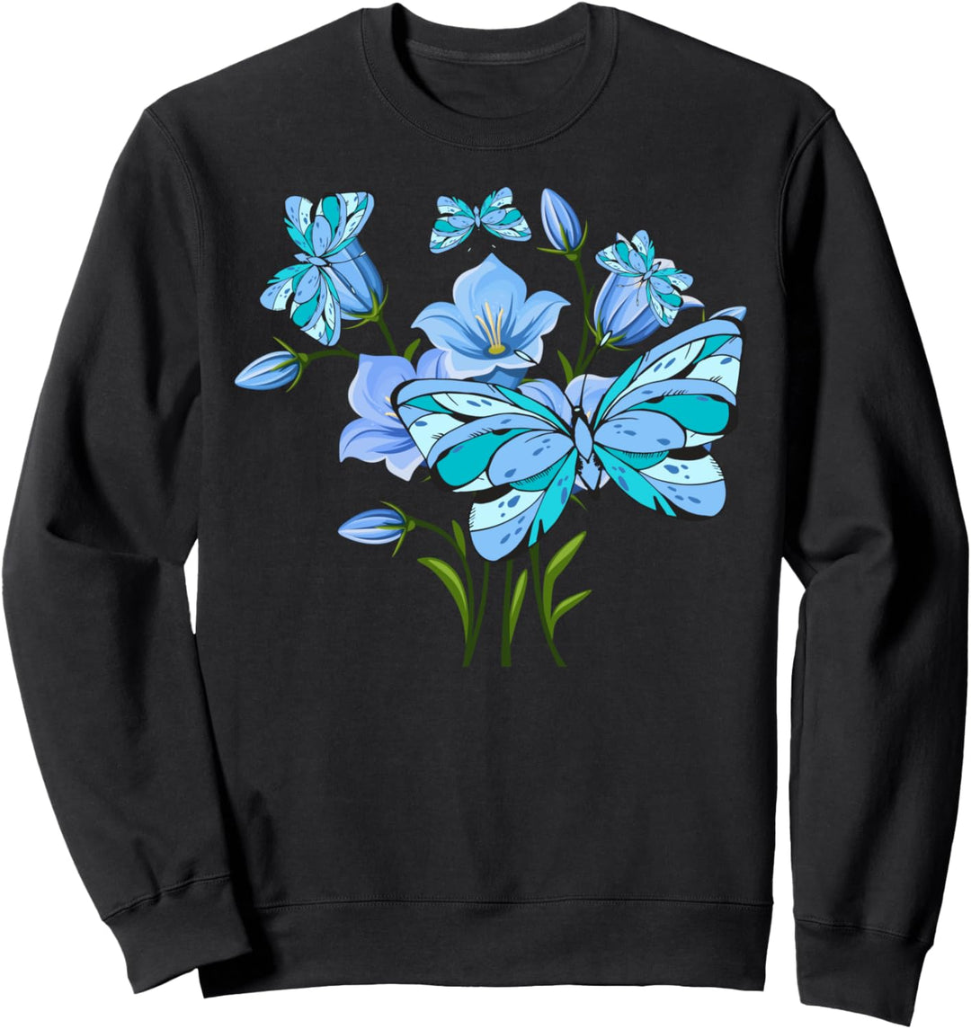 Blumen Blauer Schmetterling Sweatshirt