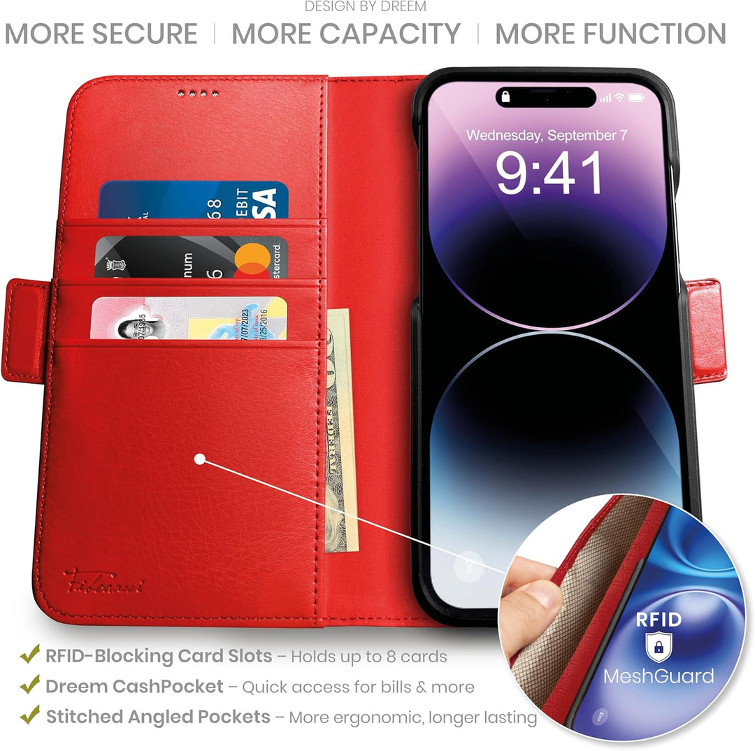 Dreem Fibonacci iPhone 14 Plus Brieftaschen-Etui / 2-in-1 stossfestes Etui und abnehmbares Folio aus